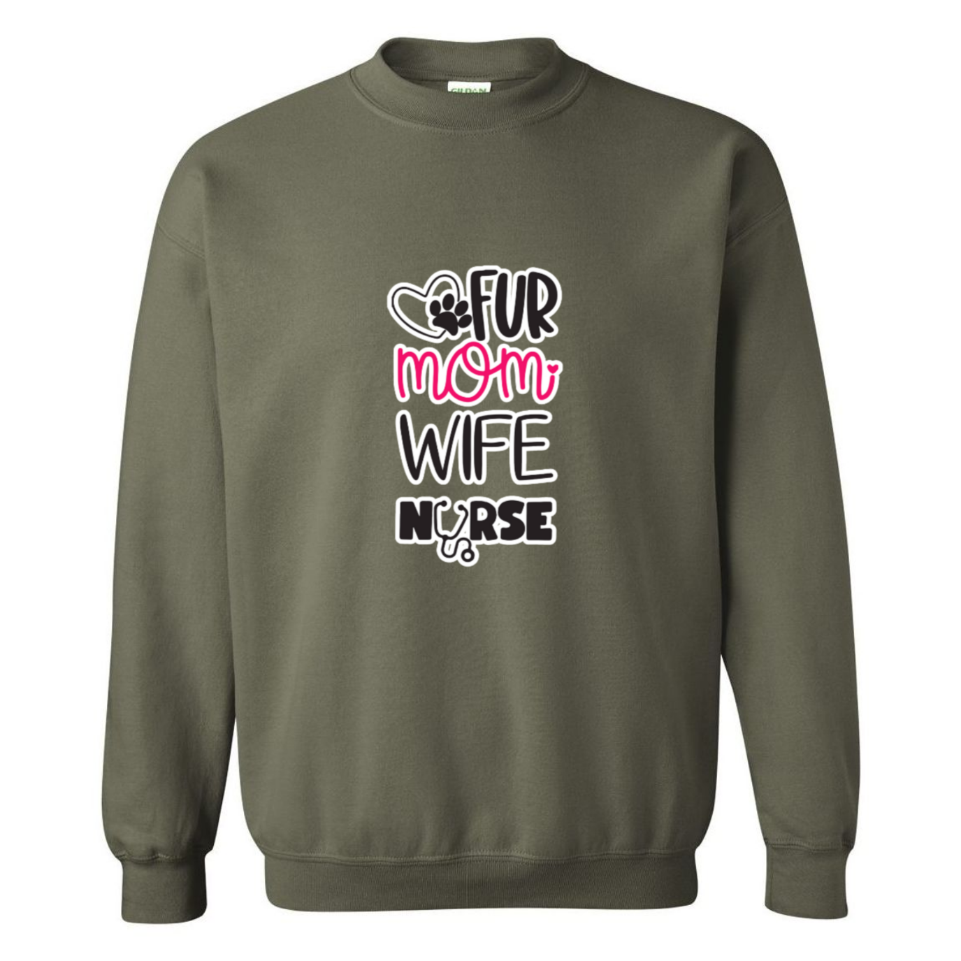 Fur Mom, Wife, Nurse Crewneck Sweatshirt