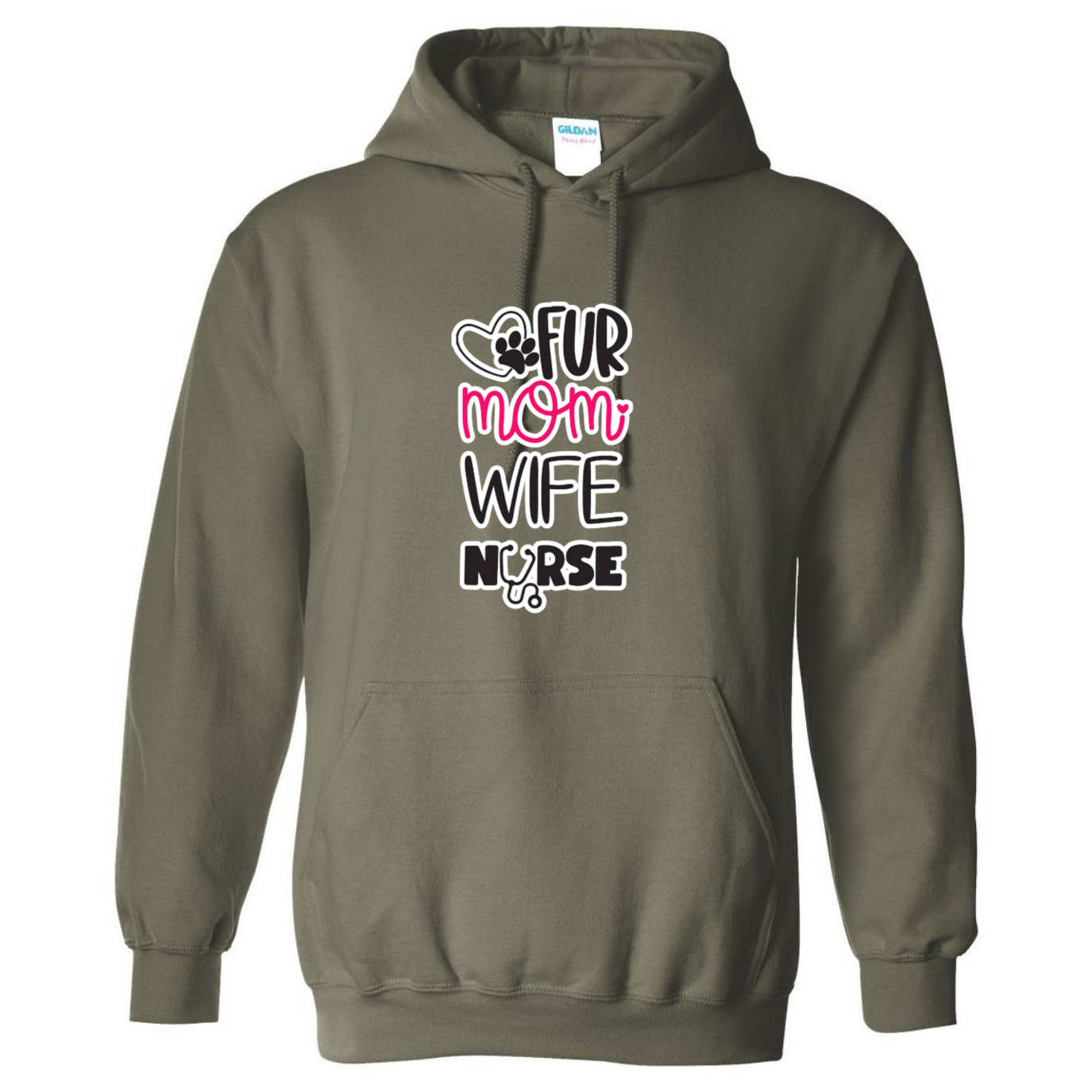 Fur Mom, Wife, Nurse Hooded Sweatshirt