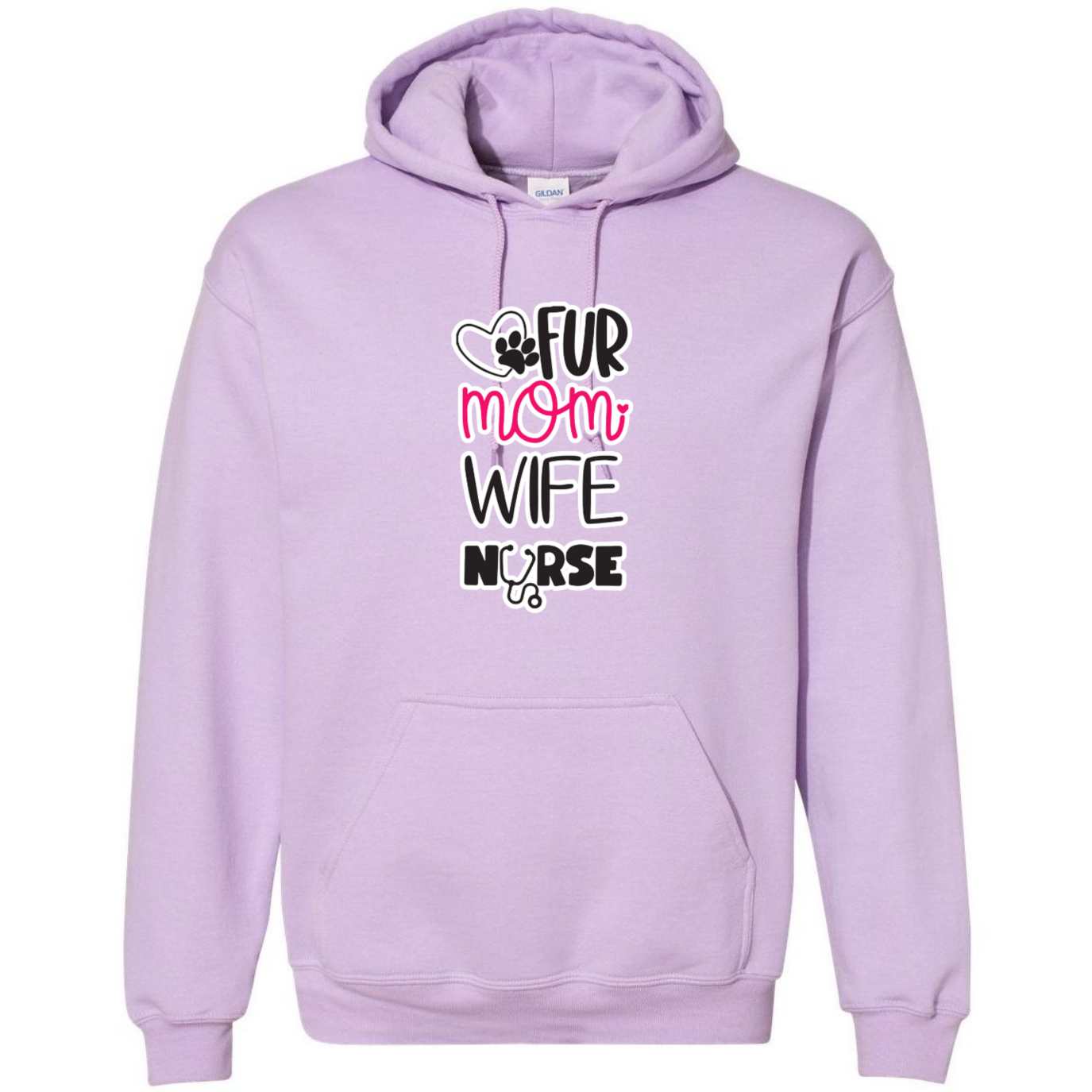 Fur Mom, Wife, Nurse Hooded Sweatshirt
