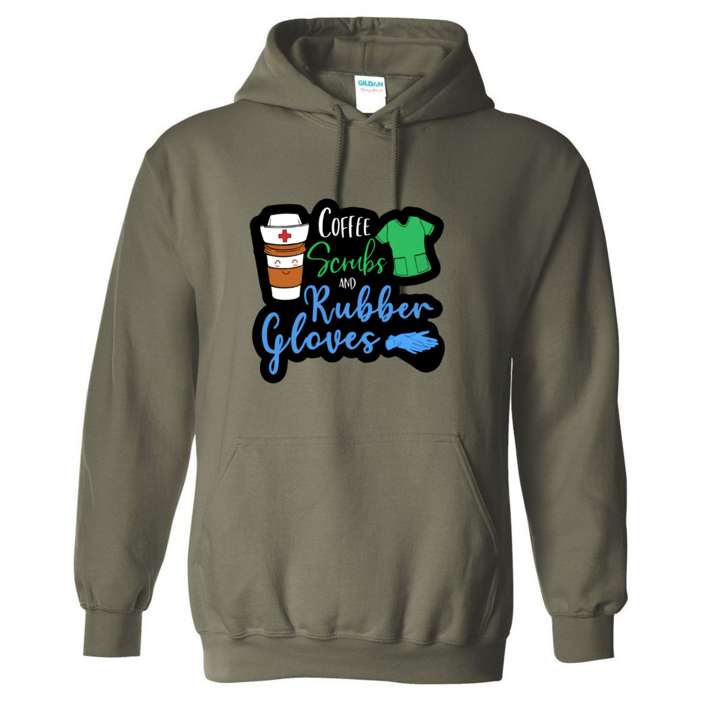 Coffee, Scrubs, Rubber Gloves Hooded Sweatshirt