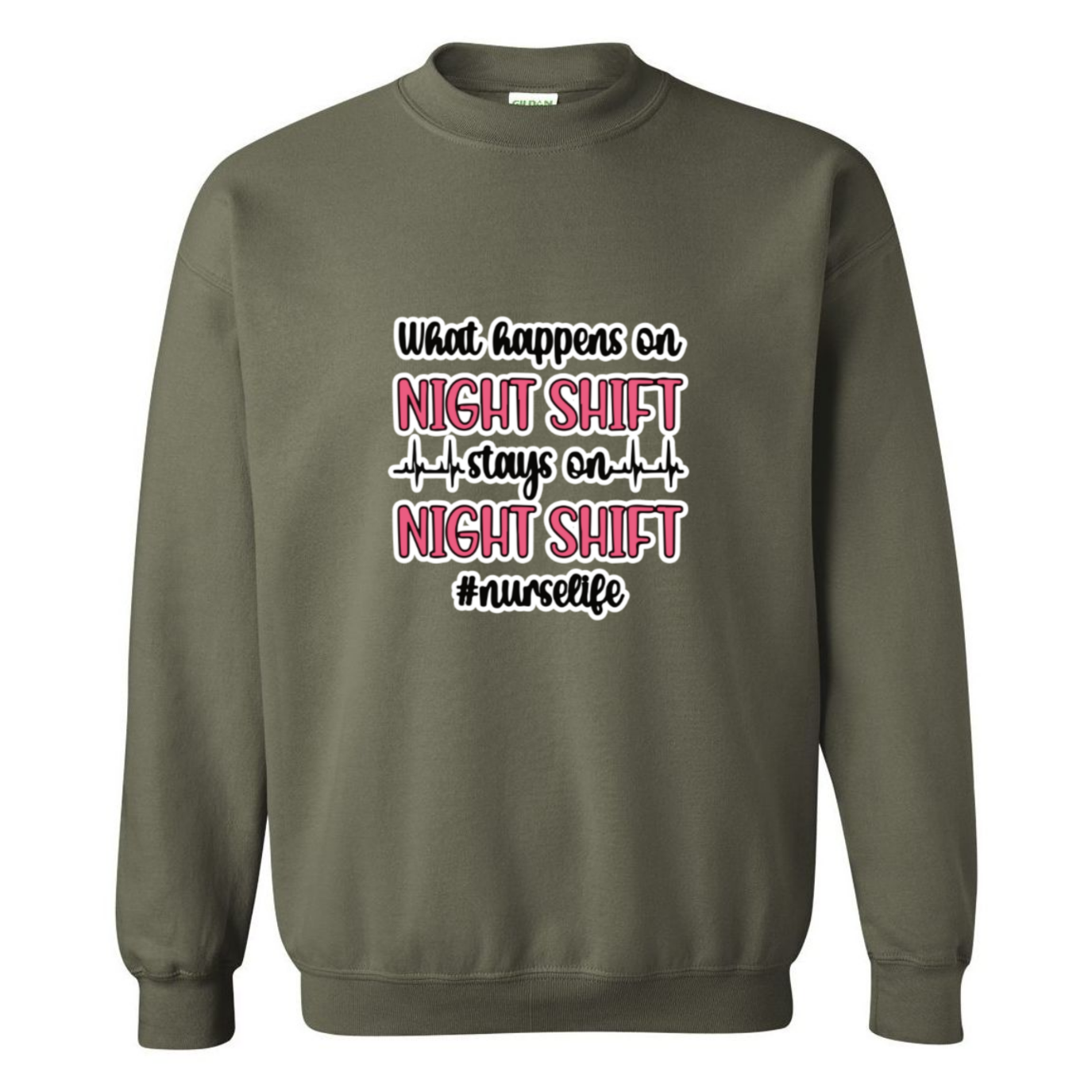 Stays on the Night Shift Crewneck Sweatshirt