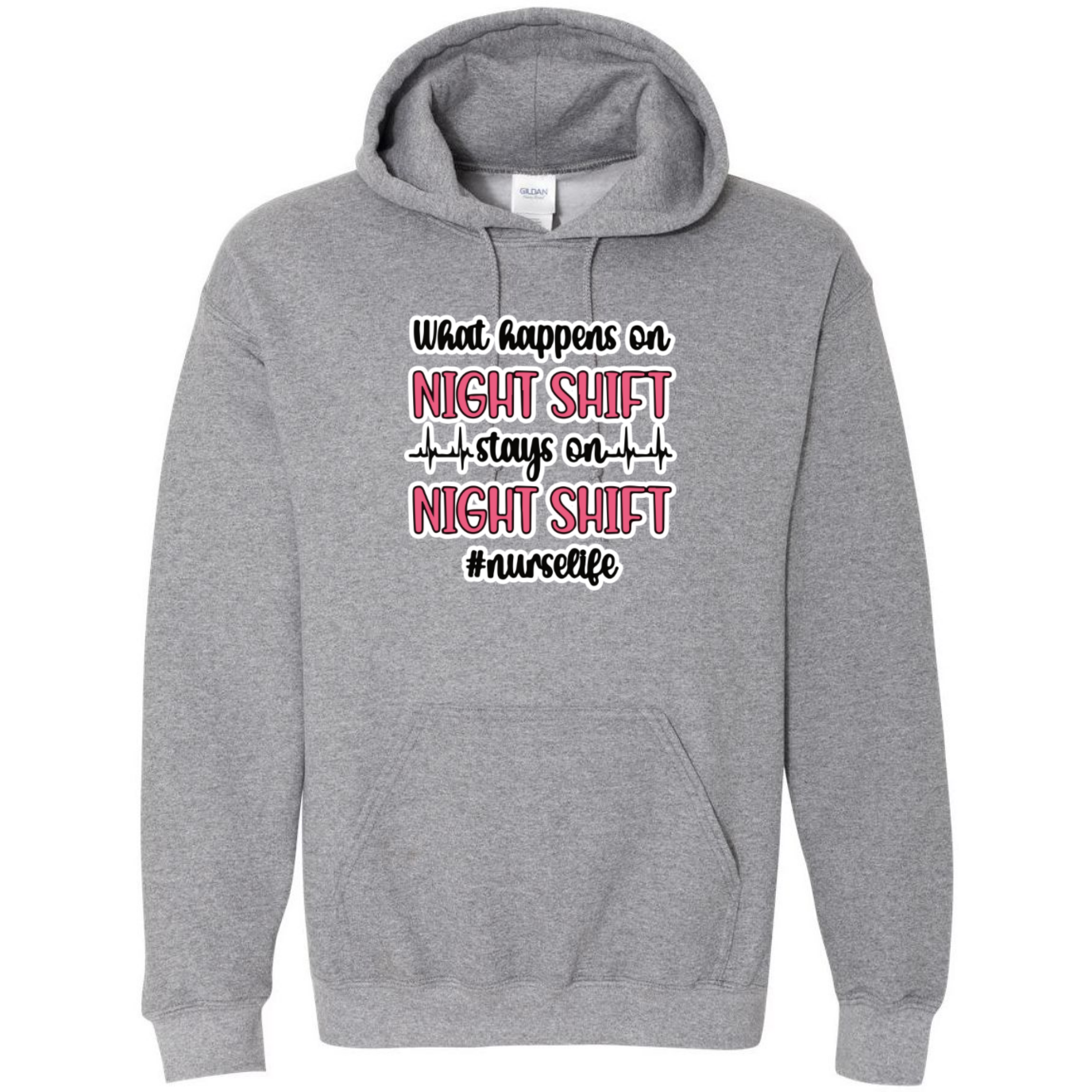 Stays on the Night Shift Hooded Sweatshirt