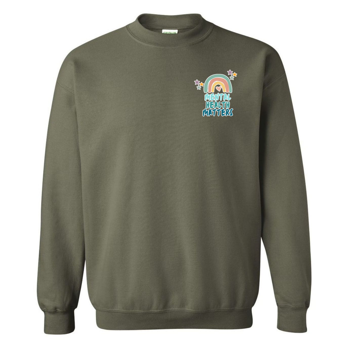 Mental Health Matters Left Chest Design Crewneck Sweatshirt