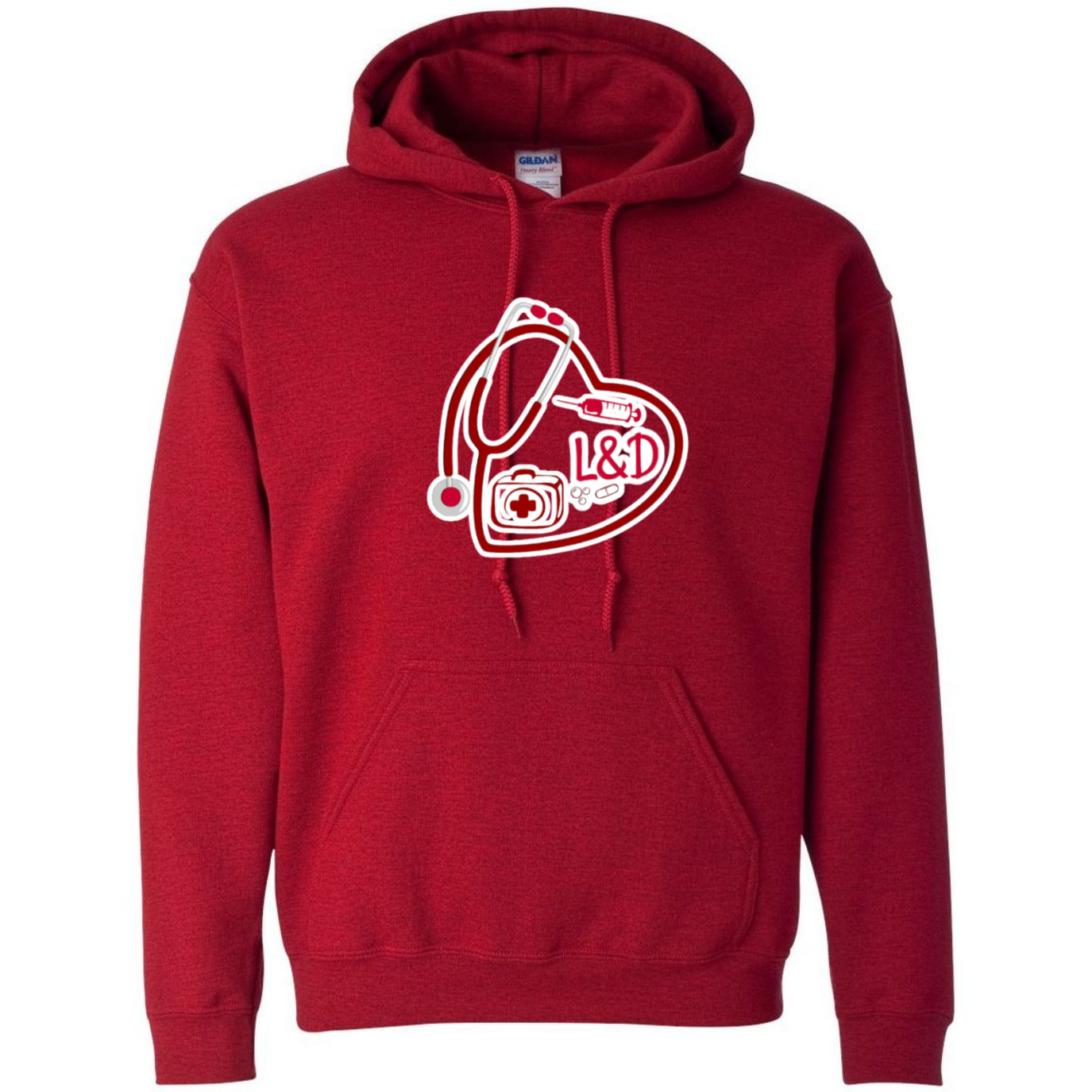 L&D Heart Design Hooded Sweatshirt