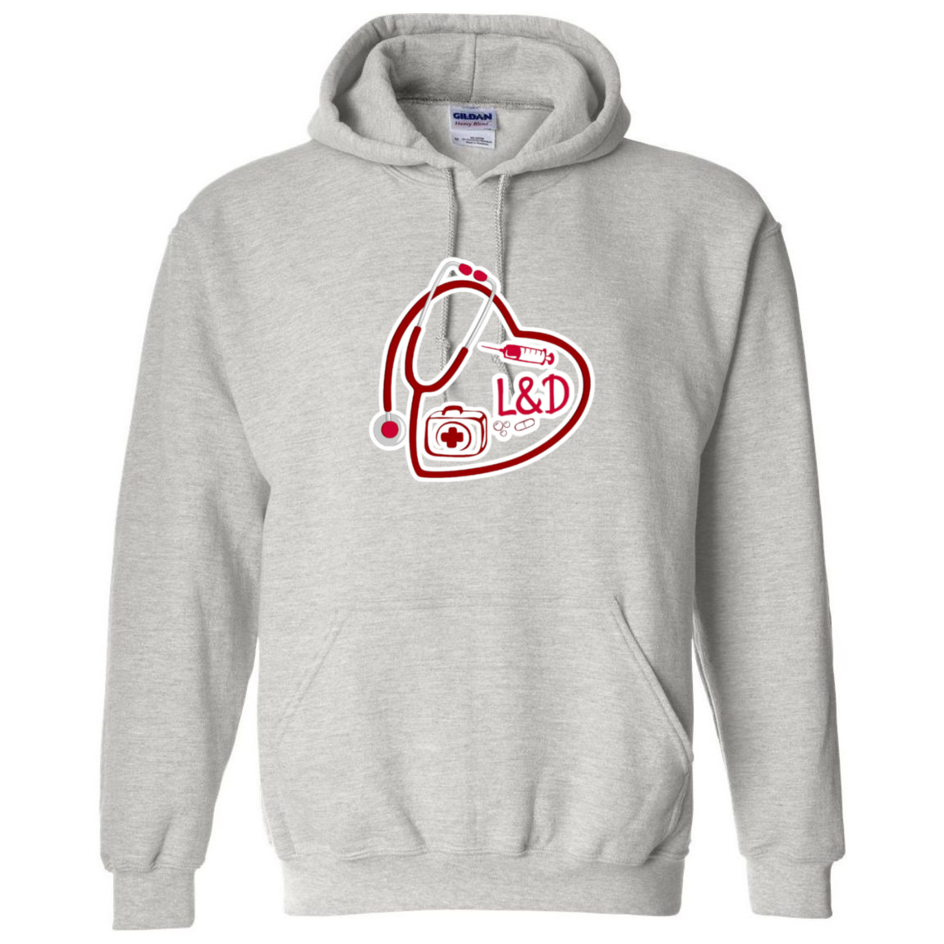 L&D Heart Design Hooded Sweatshirt