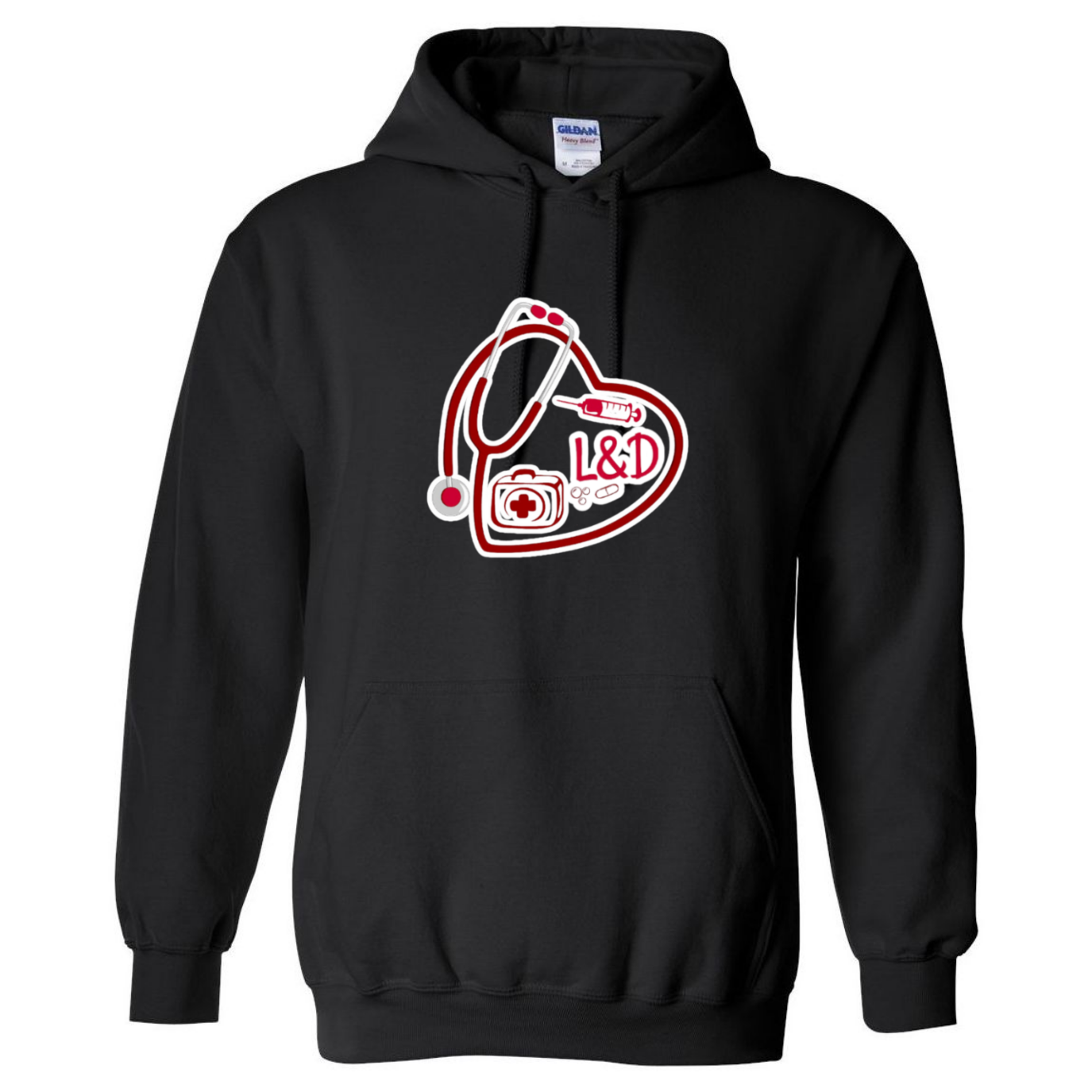 L&D Heart Design Hooded Sweatshirt