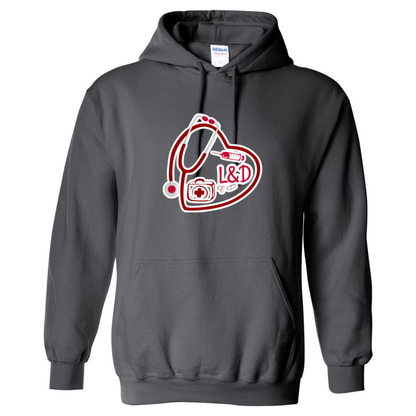 L&D Heart Design Hooded Sweatshirt