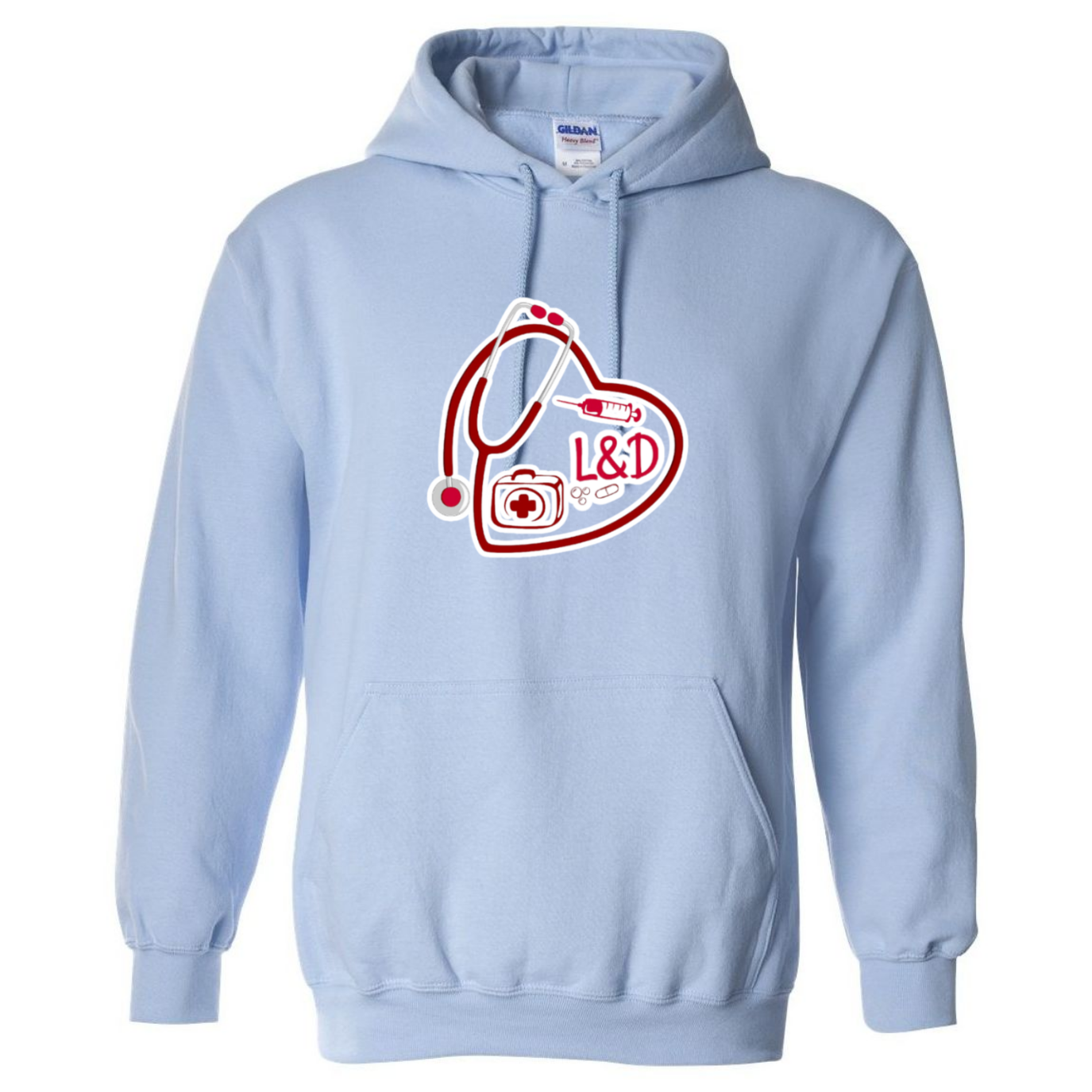 L&D Heart Design Hooded Sweatshirt