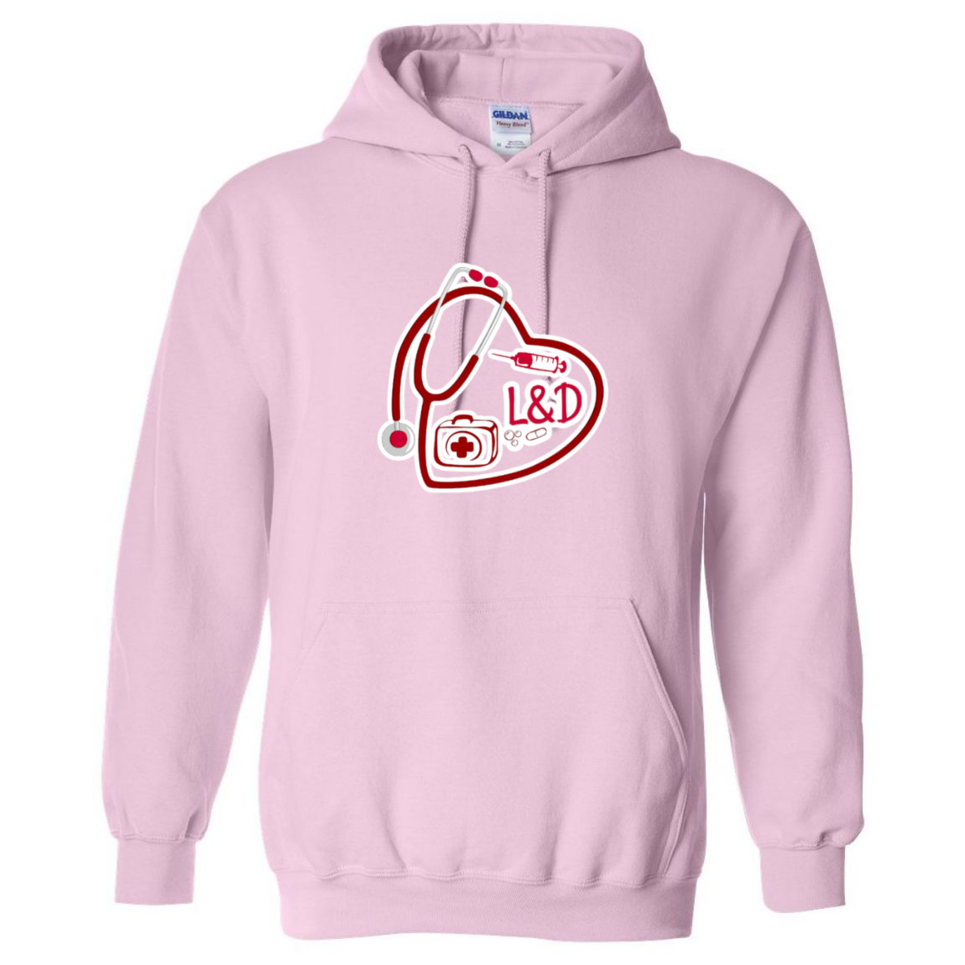 L&D Heart Design Hooded Sweatshirt