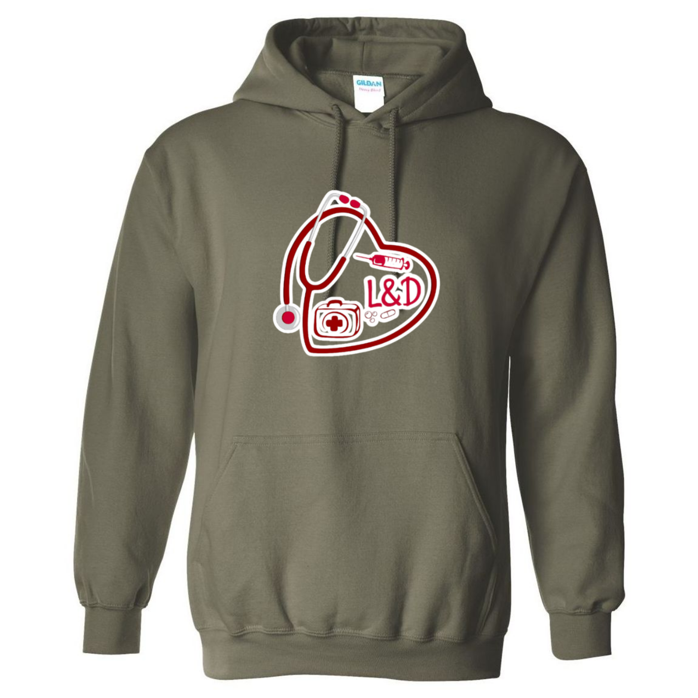 L&D Heart Design Hooded Sweatshirt