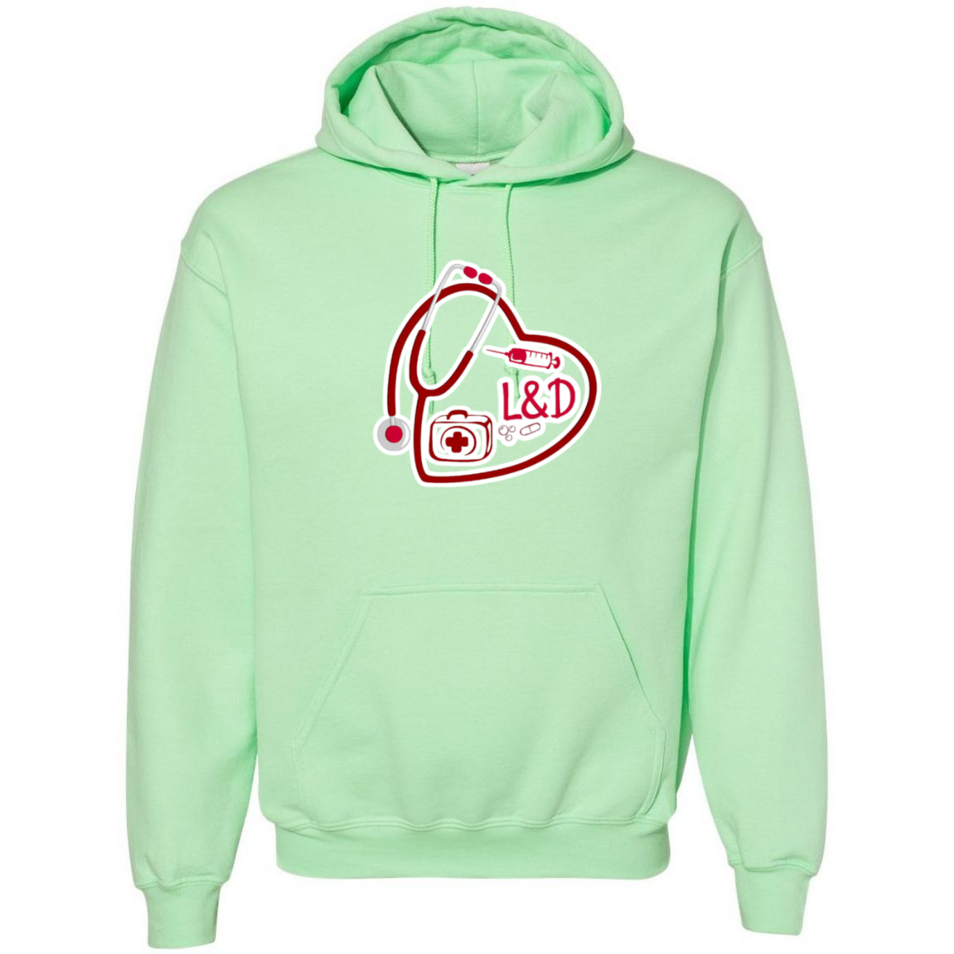 L&D Heart Design Hooded Sweatshirt
