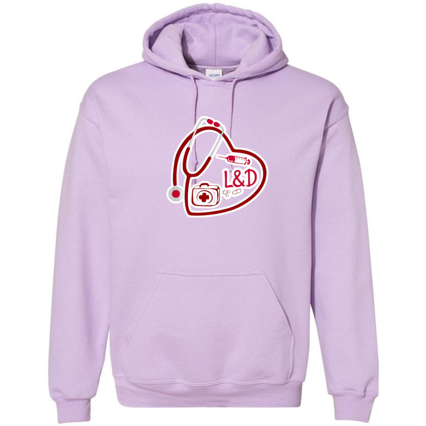 L&D Heart Design Hooded Sweatshirt