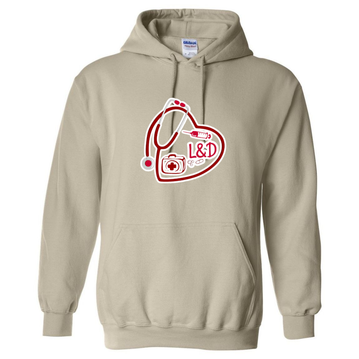 L&D Heart Design Hooded Sweatshirt