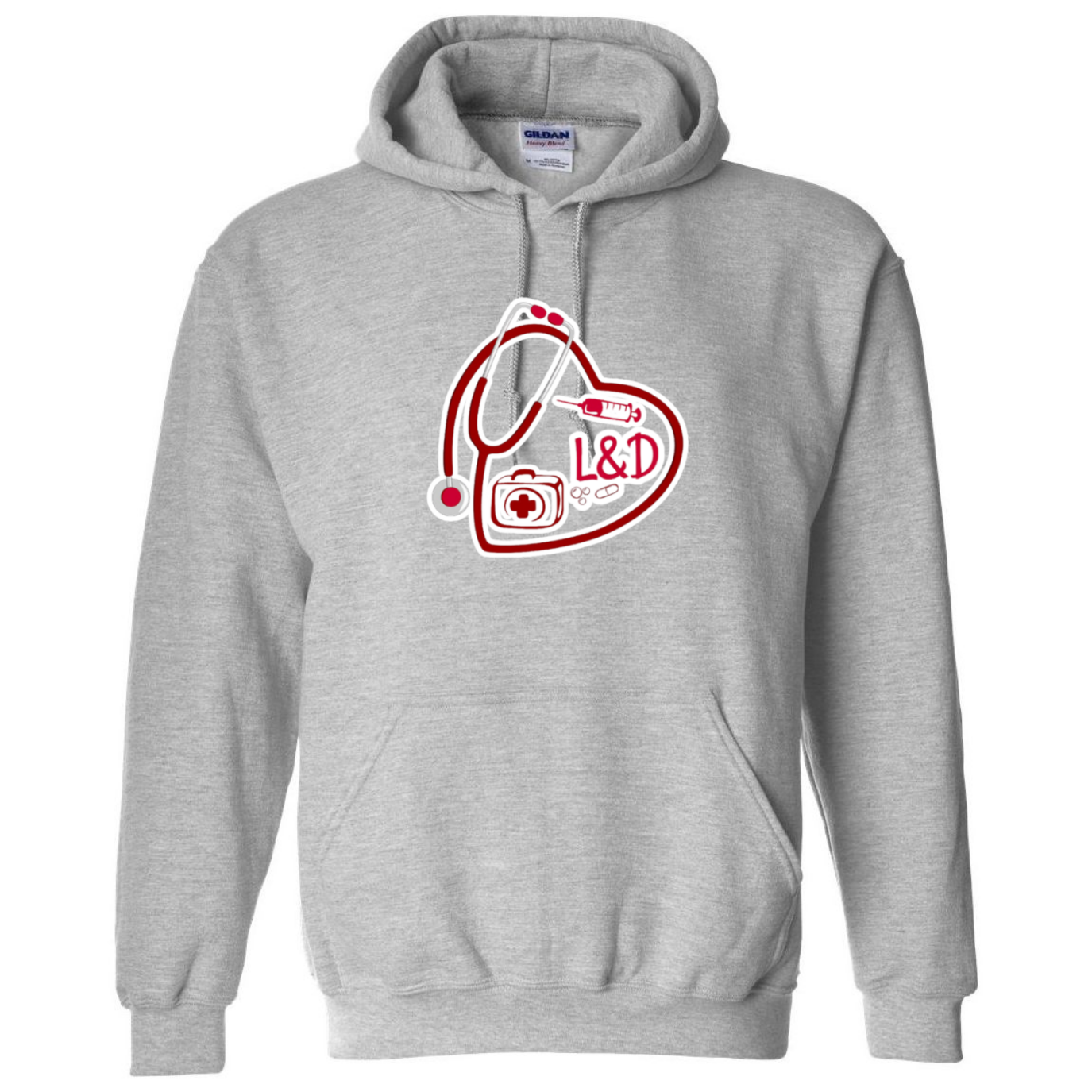 L&D Heart Design Hooded Sweatshirt