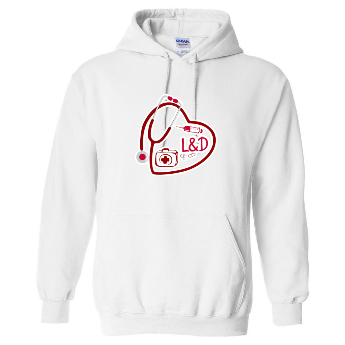 L&D Heart Design Hooded Sweatshirt