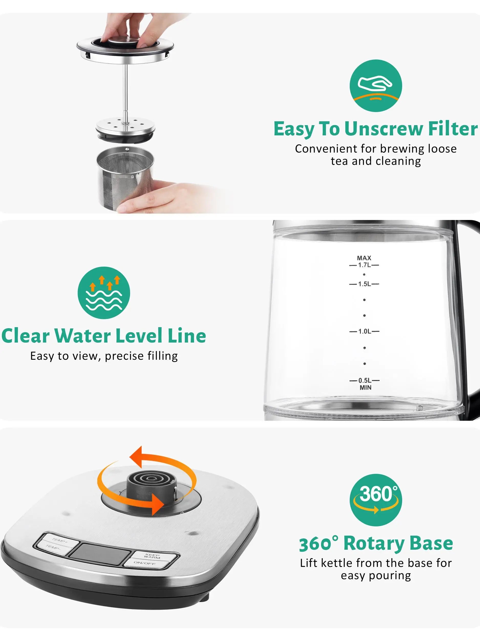 CACHOO Electric Kettle with Temperature Control