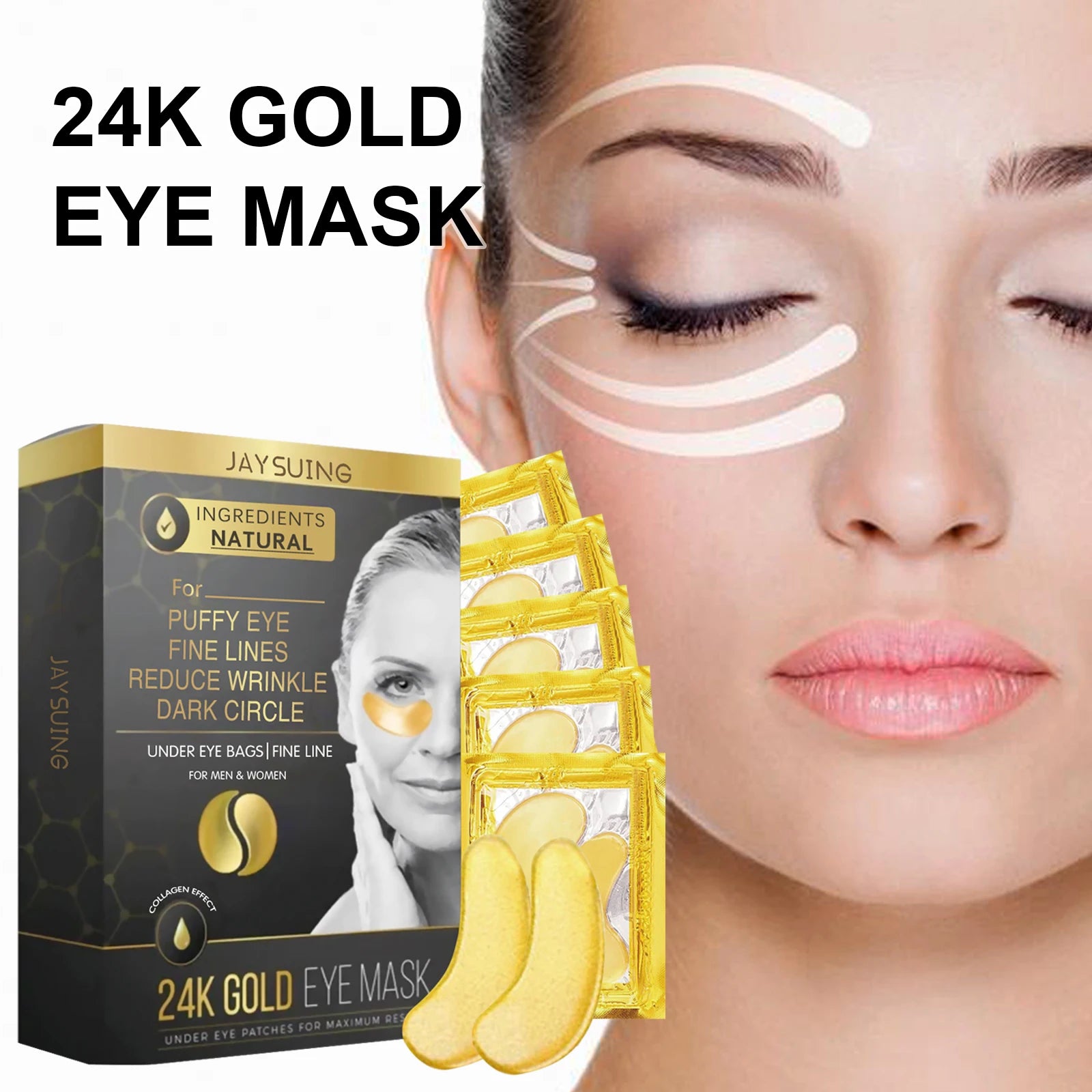 24K Gold Eye Mask – Reduce Puffiness & Dark Circles