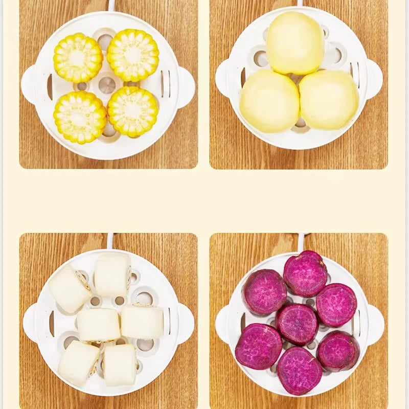 220V Multifunctional Electric Egg Boiler – Double Layer Steamer & Poacher