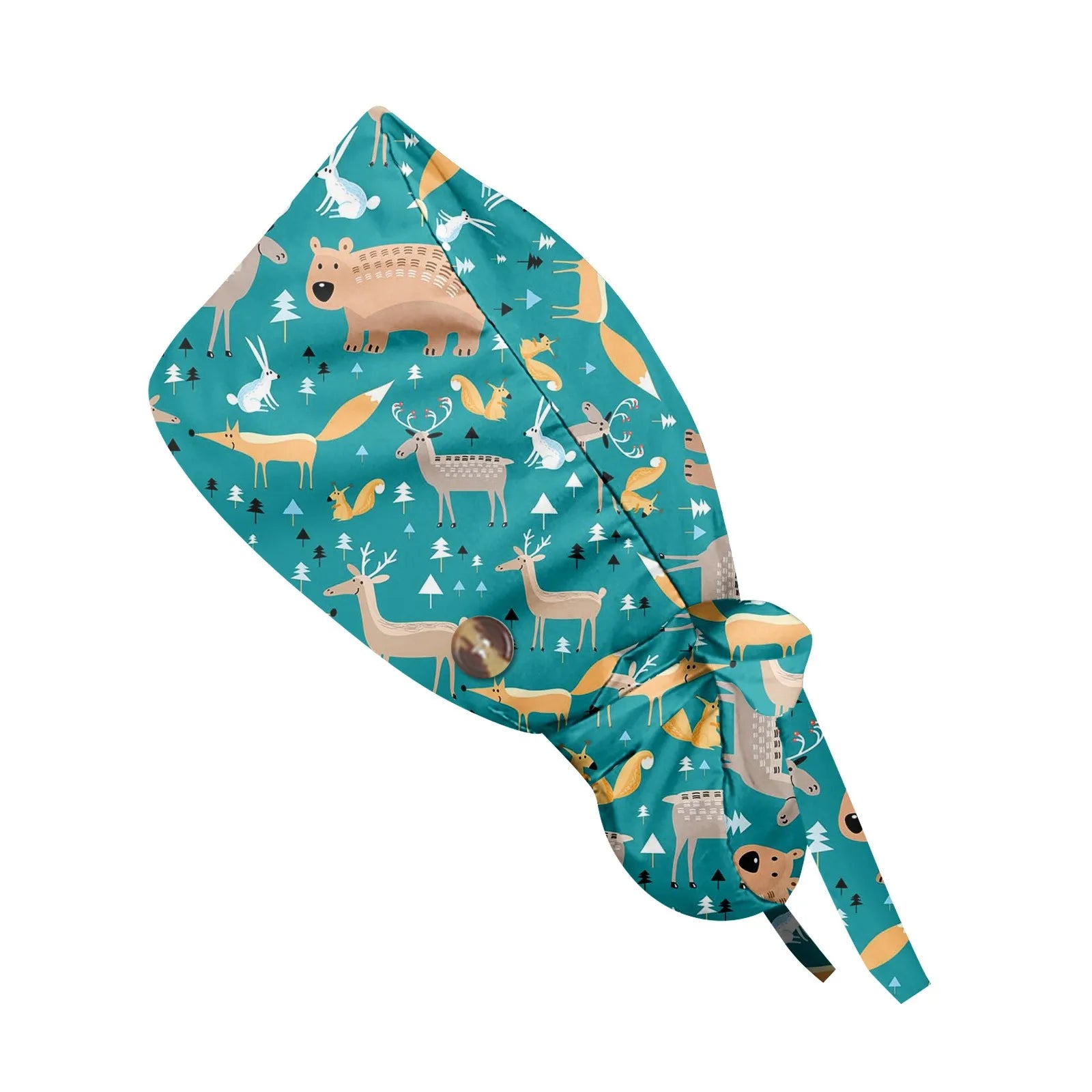 Fashion Cute Little Animals Printed Nurse Hat Casual Women'S Ponytail Hats  Baotou Hat Dustproof Hat Nursing Work Hats