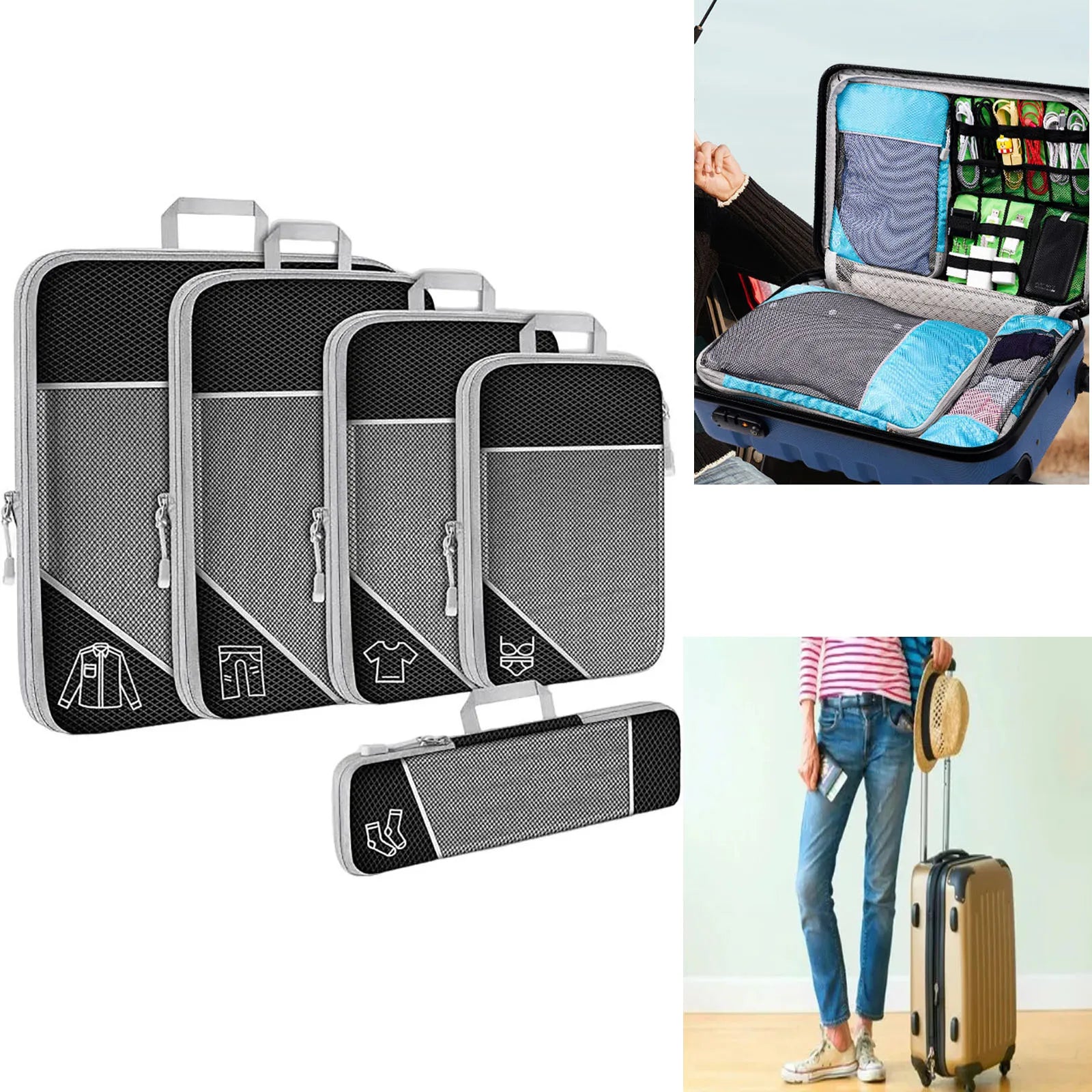 5 Pack Compression Packing Cubes