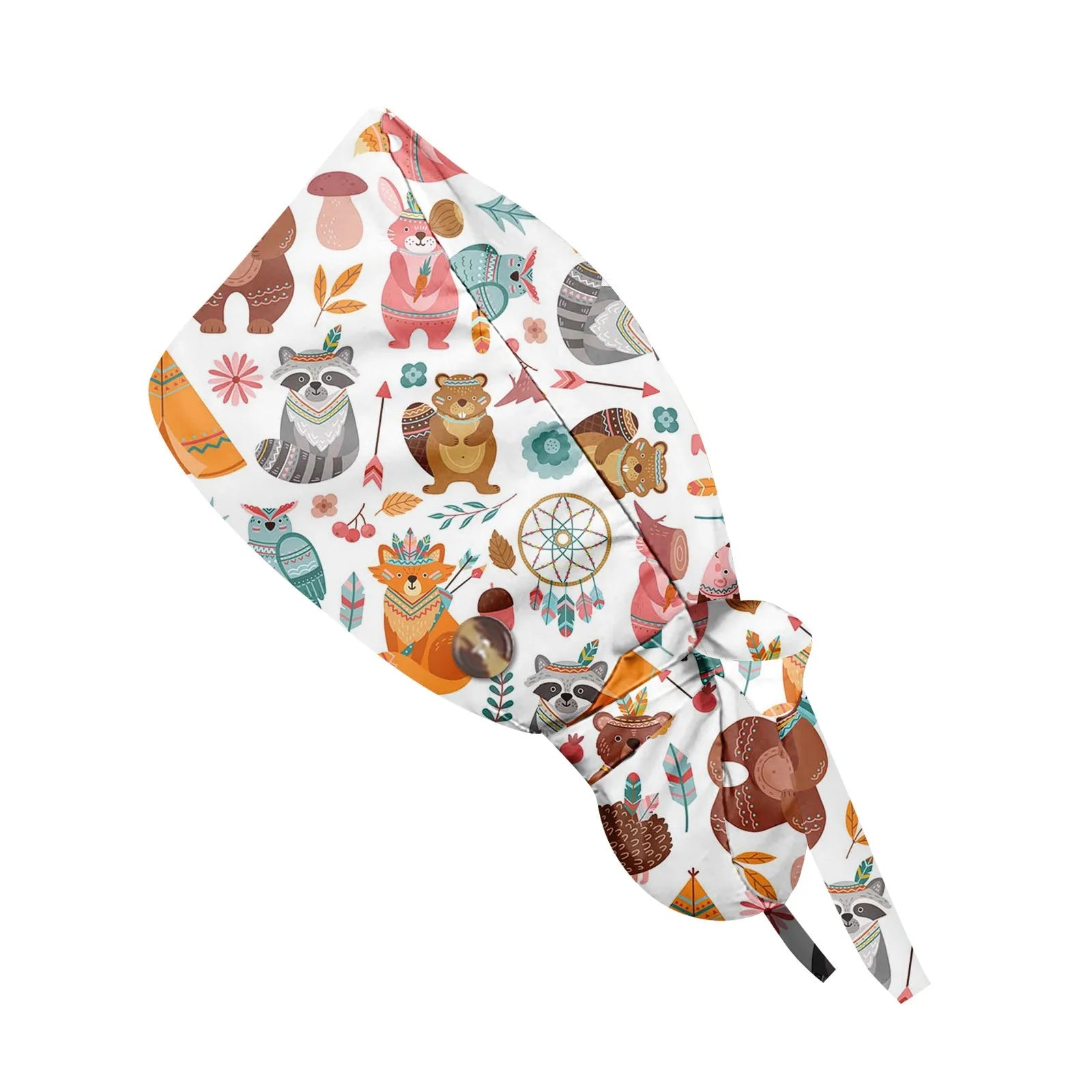 Fashion Cute Little Animals Printed Nurse Hat Casual Women'S Ponytail Hats  Baotou Hat Dustproof Hat Nursing Work Hats