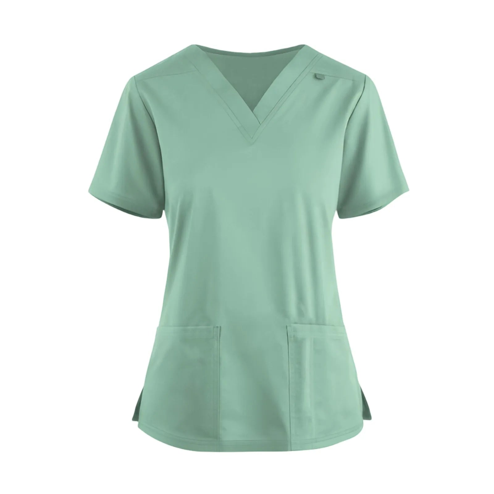 Hospital Scrubs V-Neck Tops Short Sleeve With Pockets