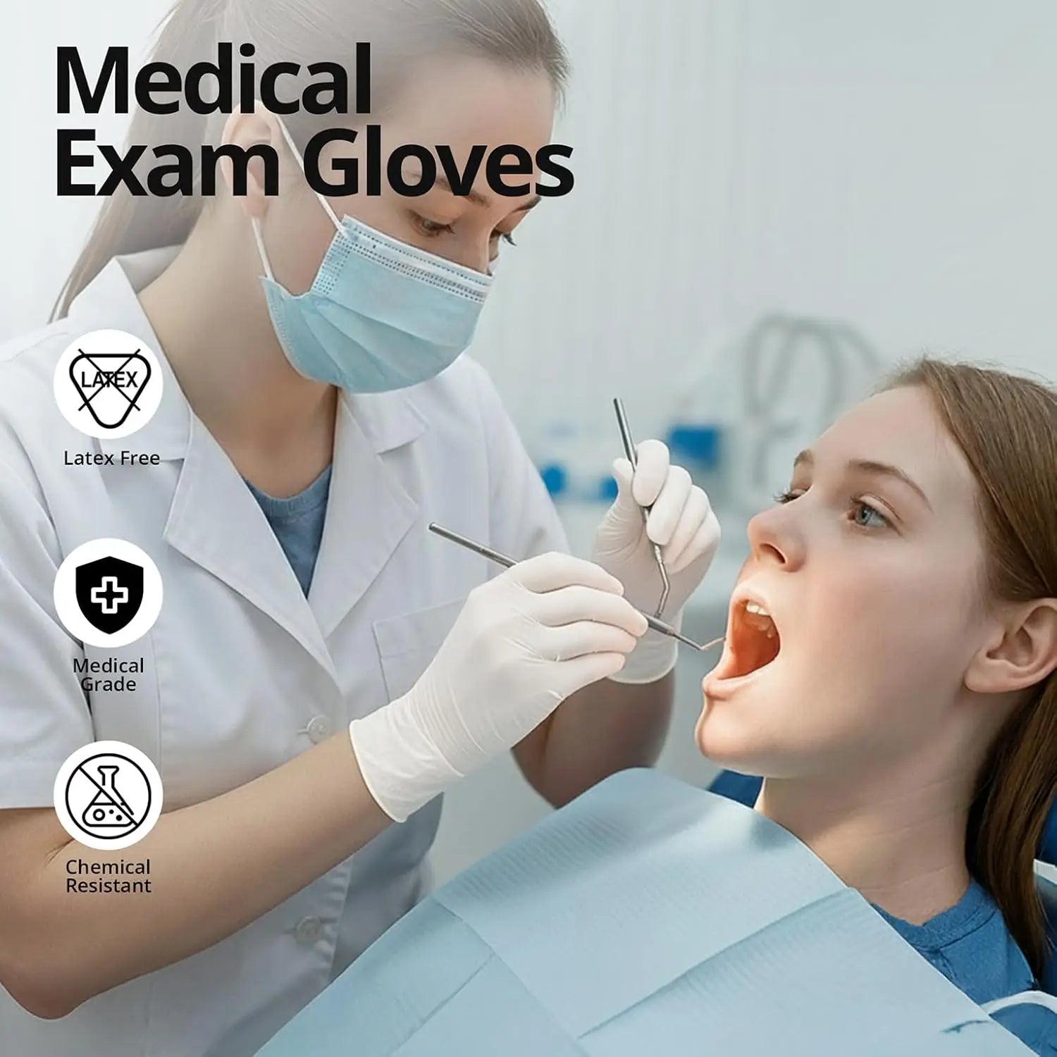 100 Pcs Disposable Nitrile Gloves,White Latex Free Powder Free Gloves for Medical Use,Cleaning,Cooking,Esthetician and Food Safe
