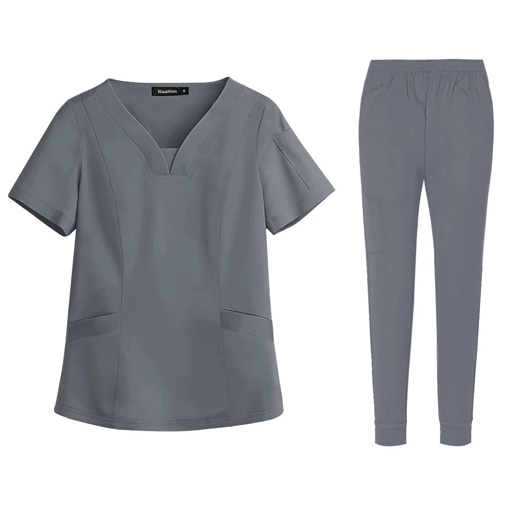 Unisex Medical Nurse Workwear Medical Scrubs Top and Pants Hospital Surgical Work Clothes for Women and Men