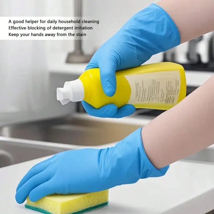 100 Pcs Durable & Thick Nitrile Disposable Gloves - High-Elasticity, Latex-Free & Powder-Free For Cooking, Cleaning & Food Prep -