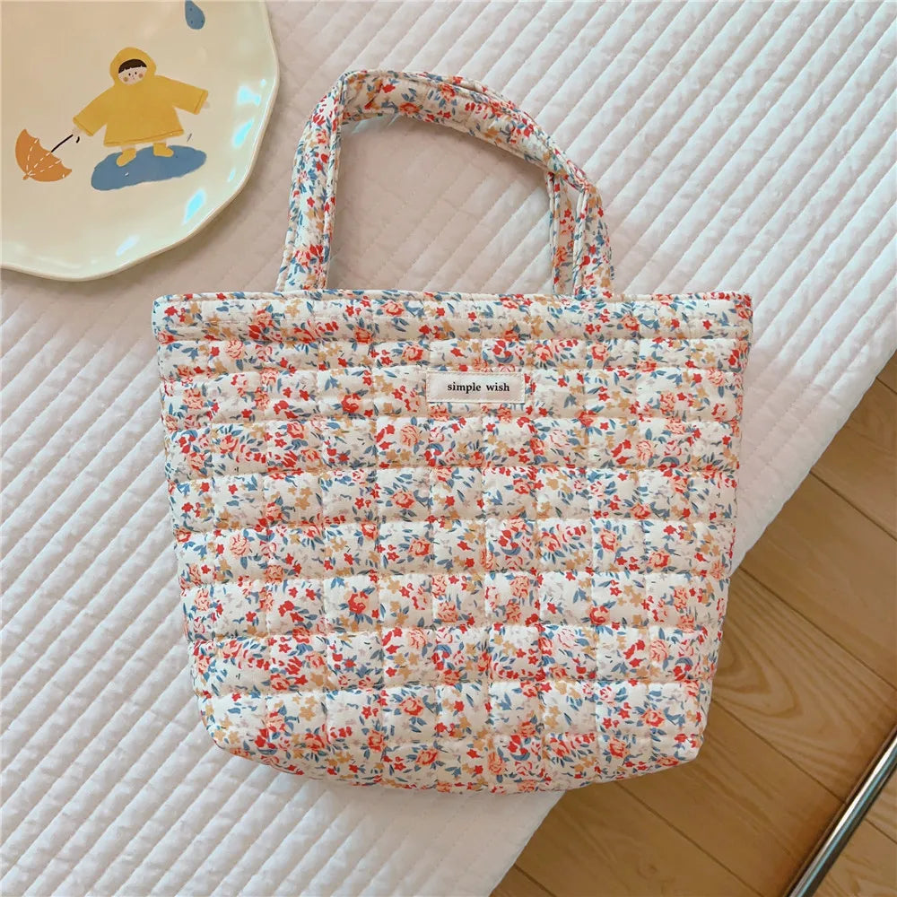 Korean Mini Floral Cotton Tote Bag