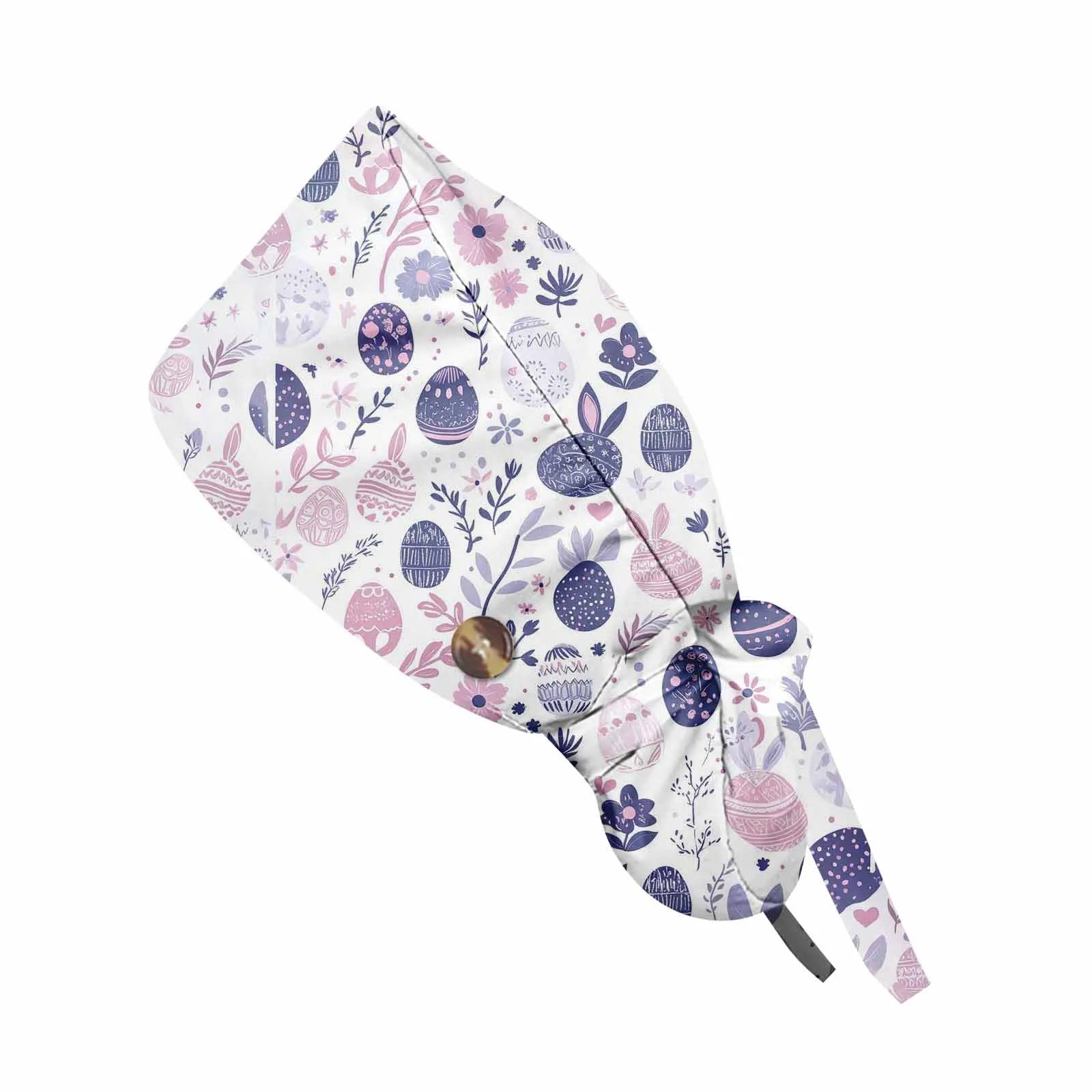 Fashion Easter Printed Nurse Hat Casual Women'S Ponytail Hats Washing Hats Baotou Hat Dustproof Hat Nursing Work Hats