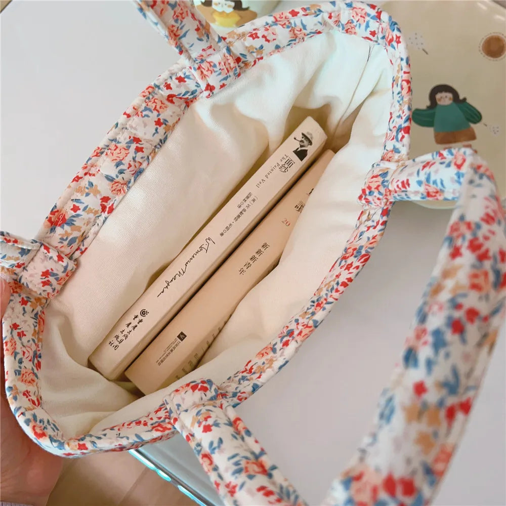 Korean Mini Floral Cotton Tote Bag