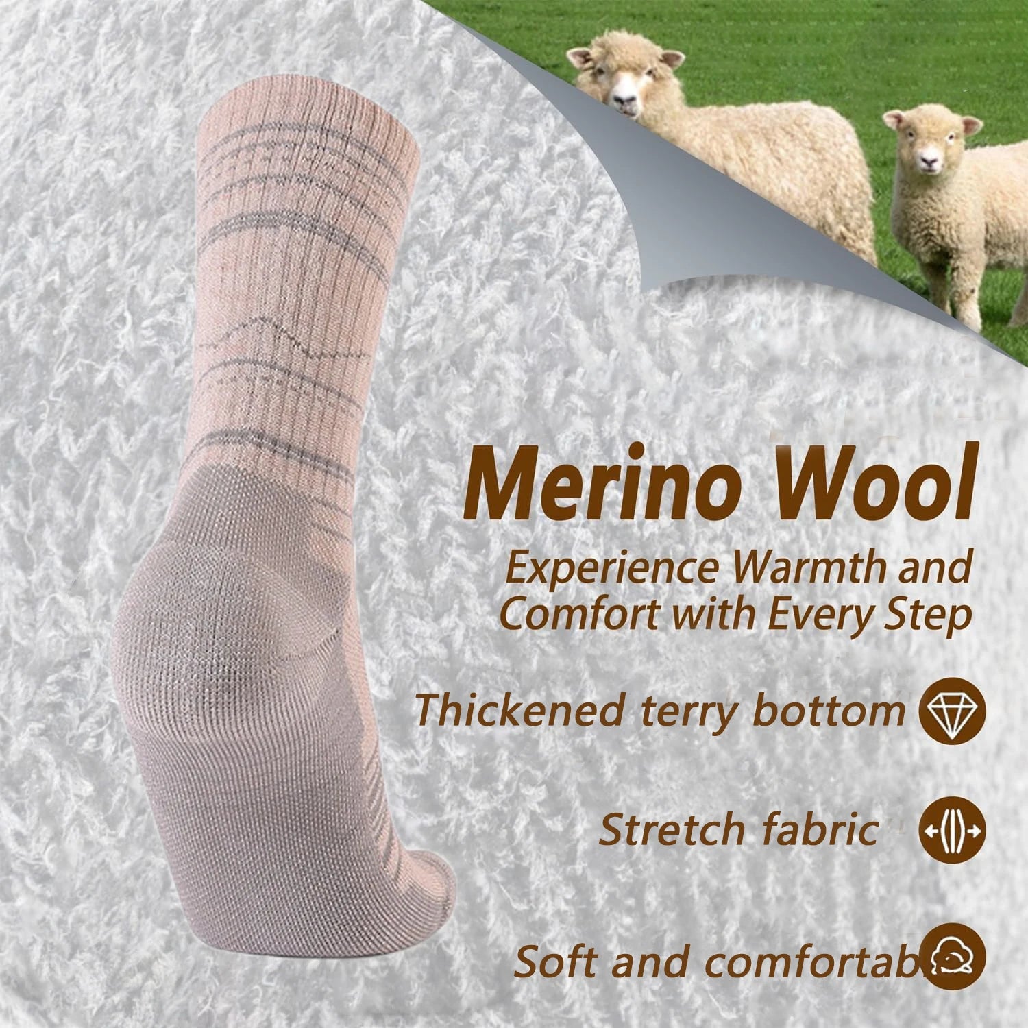 MuqiNush 2 Pairs Merino Wool Socks For Men Women Moisture Wicking Control for Outdoor Hiking Work Boot Thermal Warm All Seasons