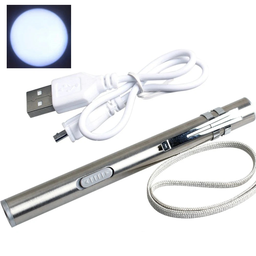 USB Rechargeable Medical Handy Pen Light Mini Nursing Flashlight LED Torch Lamp With Clip Pocket Led Flashlight LED Pocket Torch