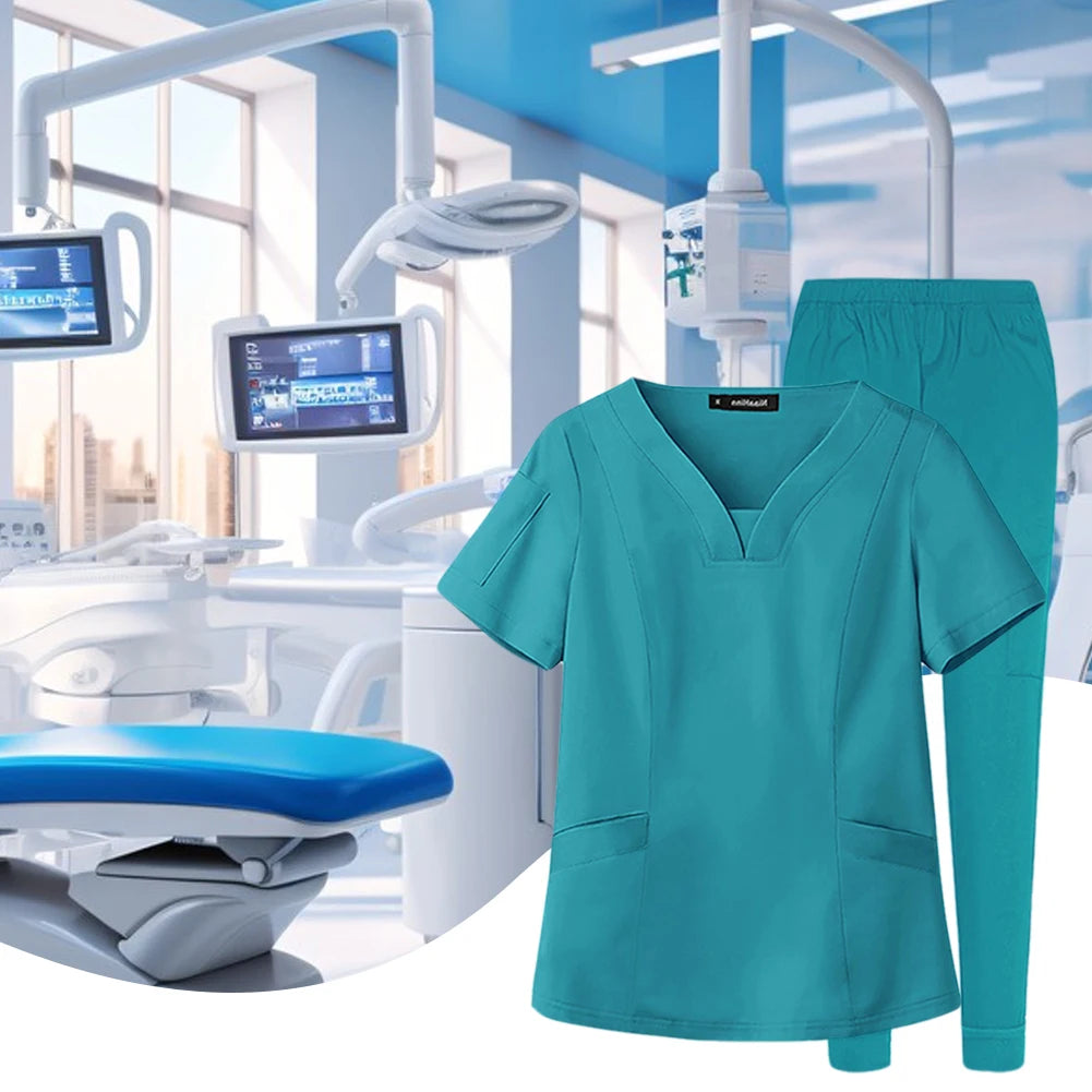 Unisex Medical Nurse Workwear Medical Scrubs Top and Pants Hospital Surgical Work Clothes for Women and Men