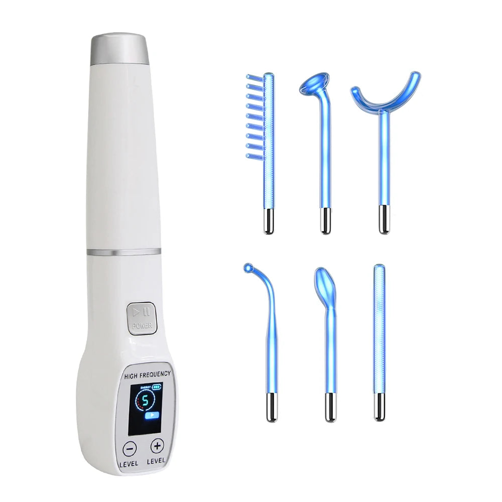High Frequency Electrode Wand Glass Tube Electrotherapy Acne Spot Remover Skin Care Home Spa Beauty Facial Therapy Wand