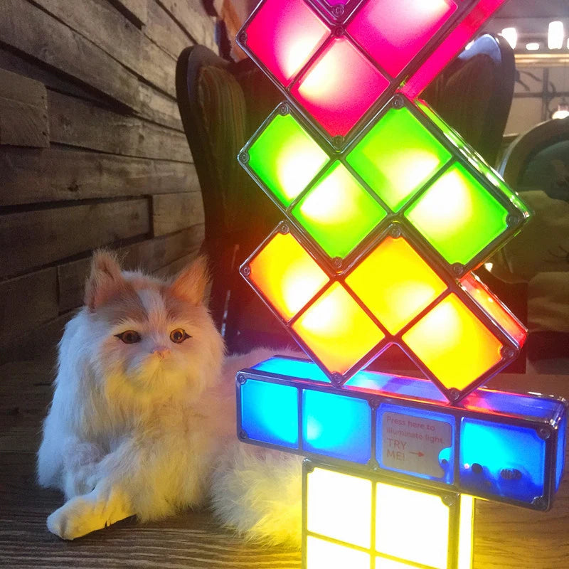 7 Colors Stackable Night Light, DIY Gaming Lamp, Puzzle Novelty LED Night Light, 3D Puzzles Night Light for Kids, Game Lovers