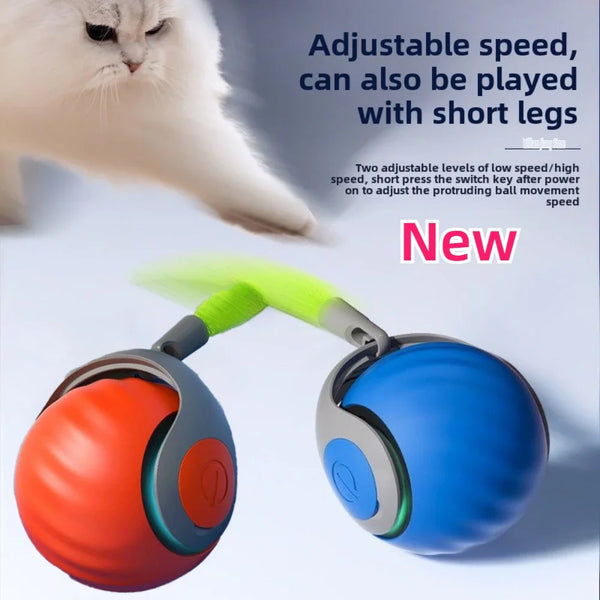 Smart Electric Cat Toy Ball with Feather Teaser