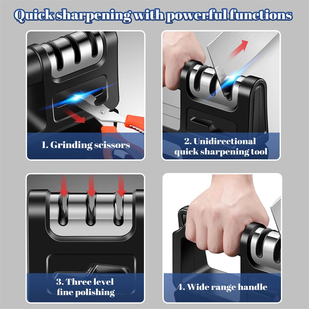 Adjustable Four-In-One Stainless Steel Knife Sharpener