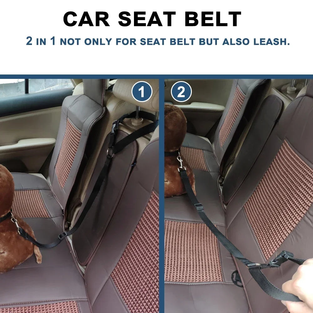 Two-in-One Solid Color Pet Car Seat Belt & Lead