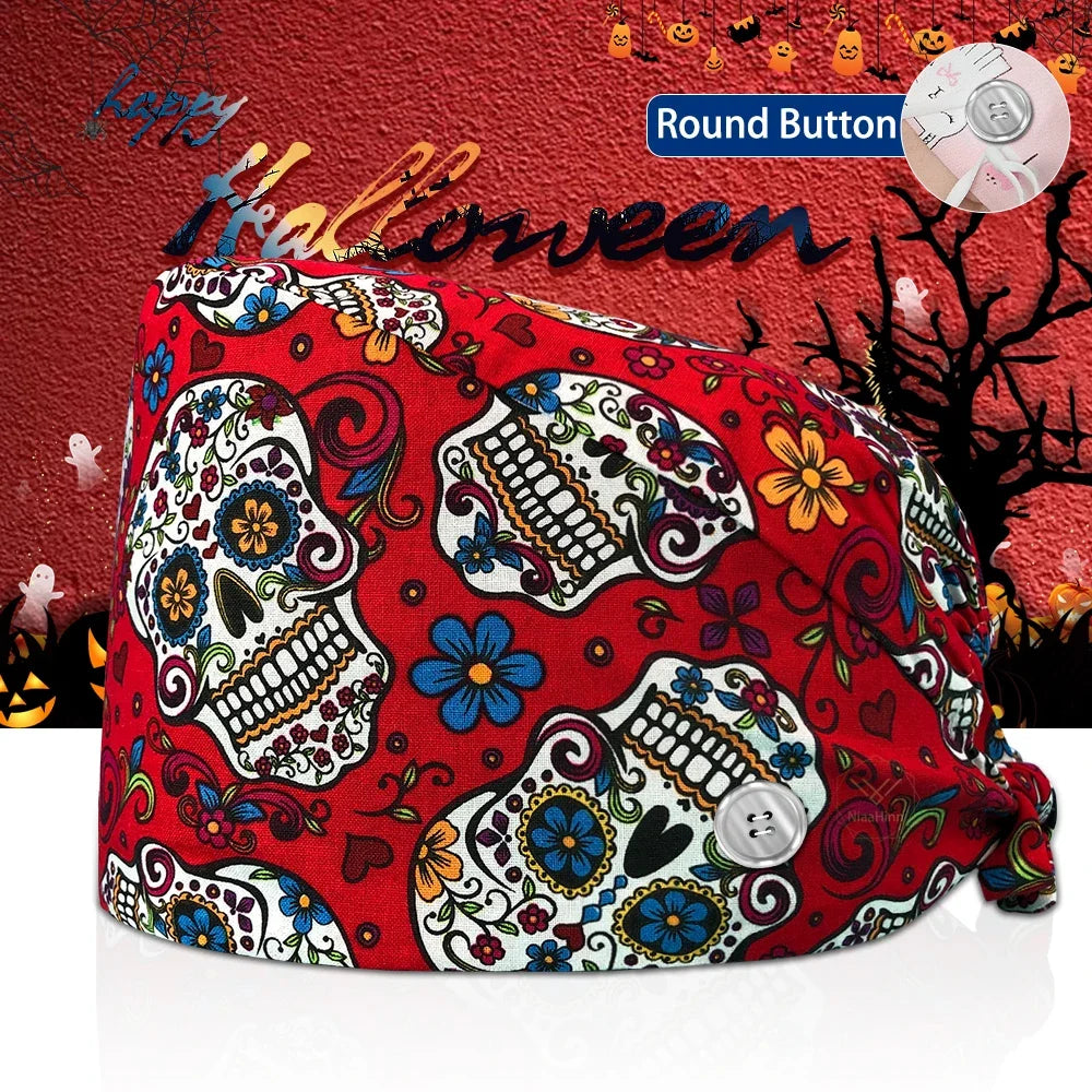 Surgical Skull Printing Scrub Hat