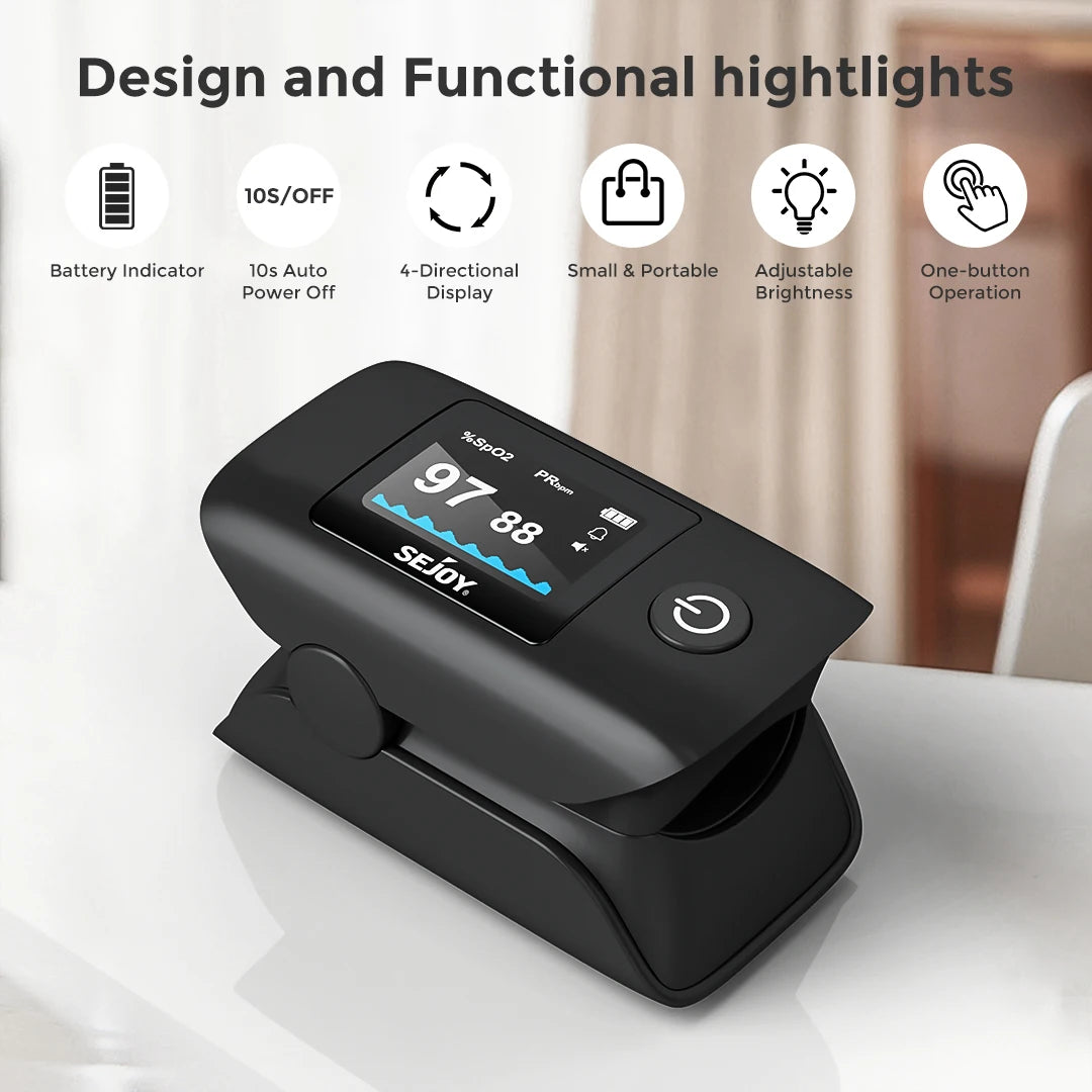 Sejoy Digital Wrist Blood Pressure Monitor & Finger Pulse Oximeter OLED Blood Oxygen Saturation,Heart Rate Meter BP Monitor