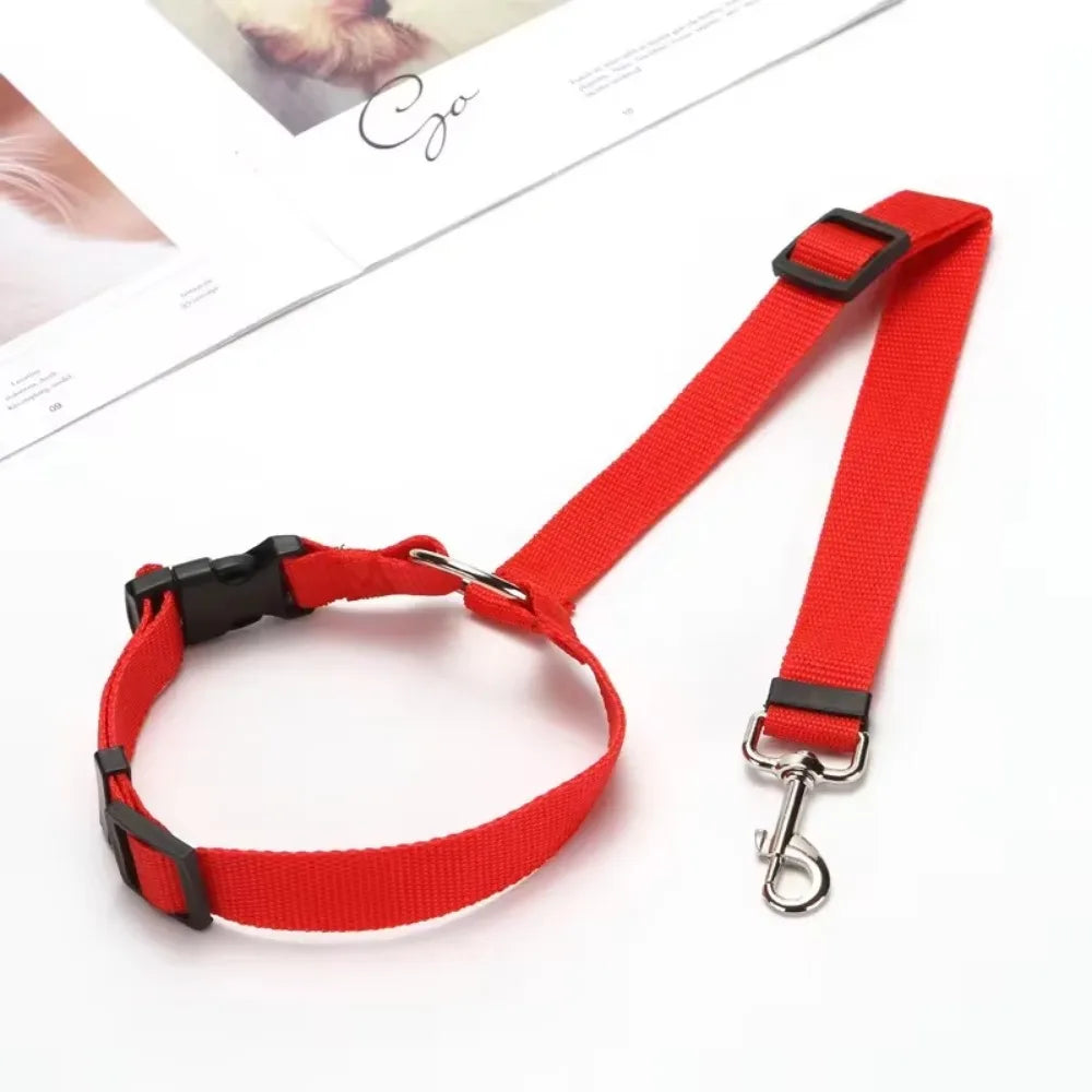 Two-in-One Solid Color Pet Car Seat Belt & Lead