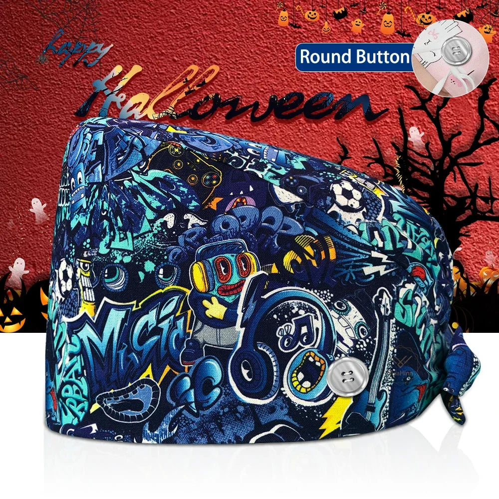 Surgical Skull Printing Scrub Hat