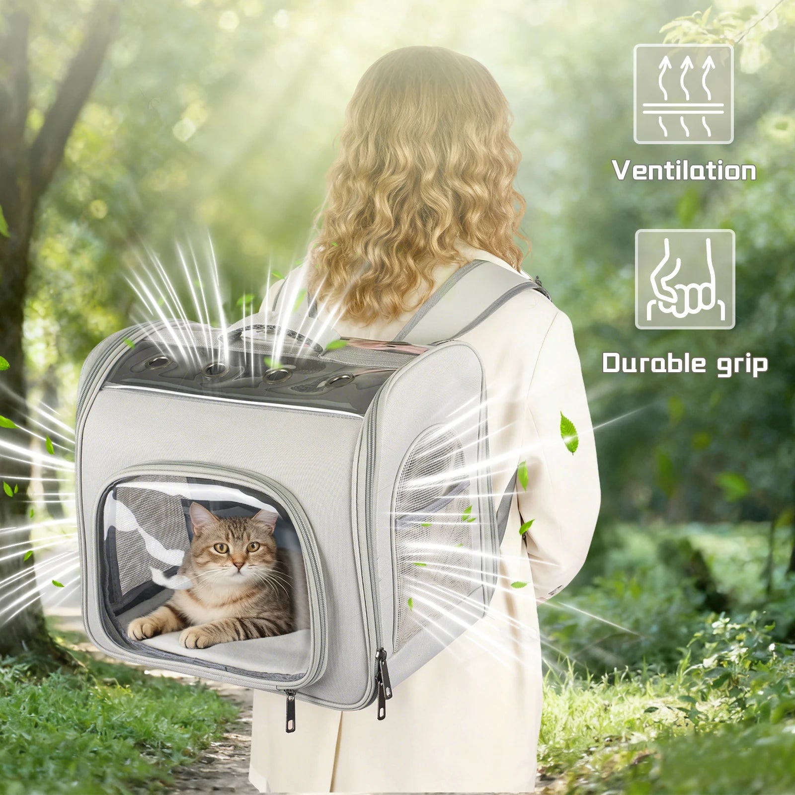 Cat Backpack, Breathable Pet Backpack With Front Opening, Foldable Backpack Bag, Breathable Mesh Window, Dog Backpack