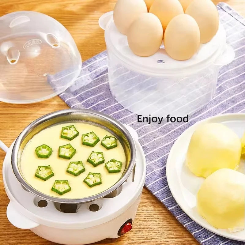 220V Multifunctional Electric Egg Boiler – Double Layer Steamer & Poacher