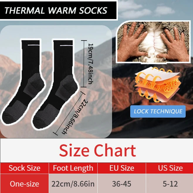 MuqiNush 2 Pairs Merino Wool Socks For Men Women Moisture Wicking Control for Outdoor Hiking Work Boot Thermal Warm All Seasons