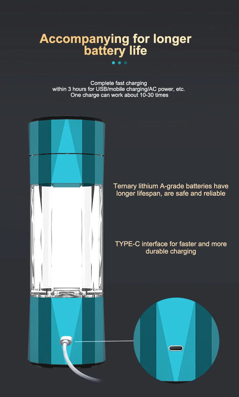 6000 PPB High Concentration of  Hydrogen Water Generator Bottle SPE&PEM TYpe Charge Akaline Water Ionizer