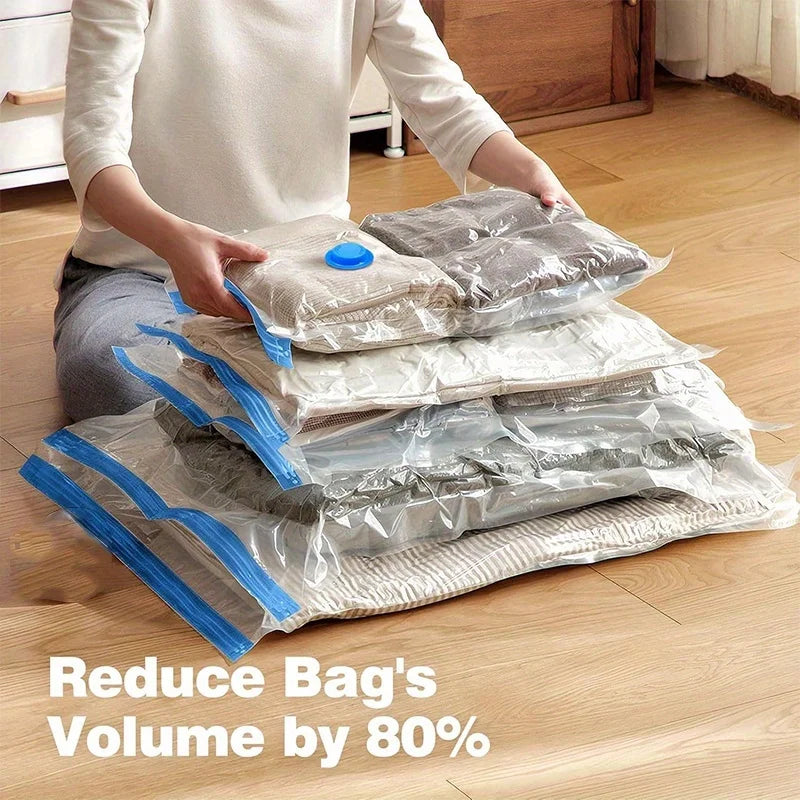 Vacuum Compression Bags Set with Portable Hand Pump, Bedding & Clothes – Essential Travel Storage Solution, Vacuum Bag