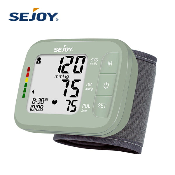 SEJOY Digital Wrist Blood Pressure Monitor Sphygmomanometer Tonometer Tensiometer Heart Rate Meter BP Monitor